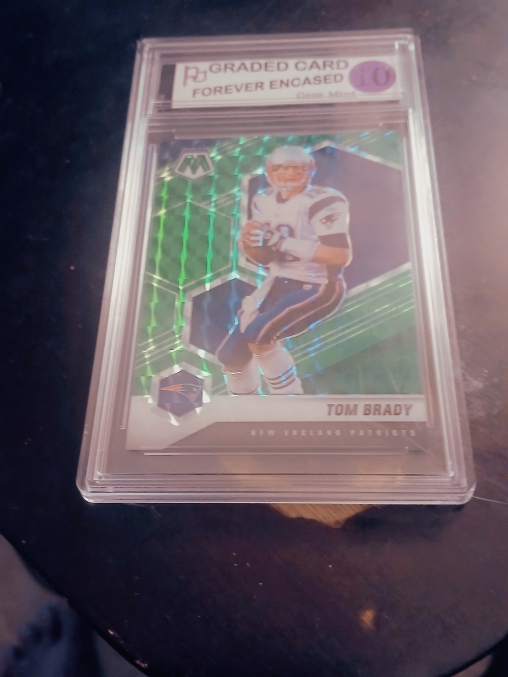 Tom Brady Football Card - Green Holo Prism